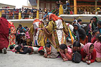 Monks Walking on Prostrated Women Ki Festival, Himachel Pradesh, India