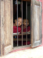 Novice monks learning, Hsipaw, Myanmar