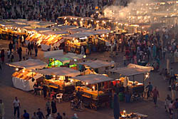 Foodstalls at Night in Jemaa El Fna, Marrakech, Morocco