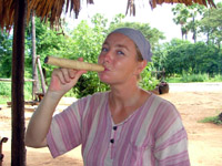 Me smoking a large cheroot, Myanmar