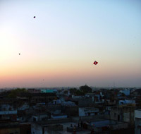 Kites flown from the rooftops of Varanasi, India