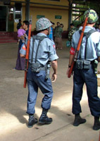 Police at a station, Myanmar