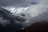 Cloud covered mountain en route to Yak Kharka