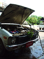 Topping up the radiator, journey to Maymyo, Myanmar