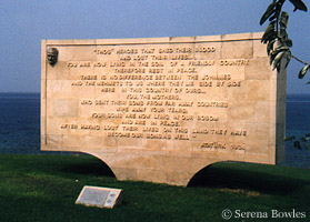 Plaque commemerating WWI dead in Gallipoli, Turkey